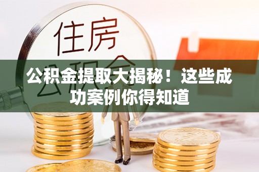 朔城公积金提取大揭秘！这些成功案例你得知道